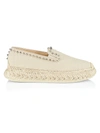 Christian Louboutin Espaboat Spiked Red Sole Slip-on Espadrilles In 米色