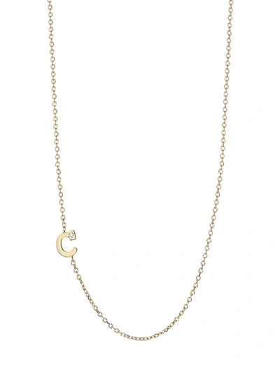 Anzie Love Letter 14k Yellow Gold Single Diamond Initial Necklace In Initial C