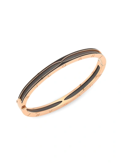 Bvlgari Women's B. Zero1 18k Rose Gold & Ceramic Bangle In Black Rosegold