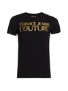 Versace Metallic Logo T-shirt In Black Gold