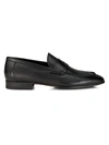 Paul Stuart Leather Penny Loafers In Black