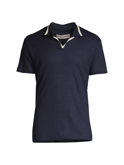 Orlebar Brown Horton Tipped-collar Merino-wool Polo Shirt In Navy