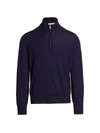 Brunello Cucinelli Men's Wool-cashmere 1/4-zip Sweater In Navy