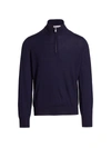 Brunello Cucinelli Men's Wool & Cashmere Quarter Zip Sweater In Navy