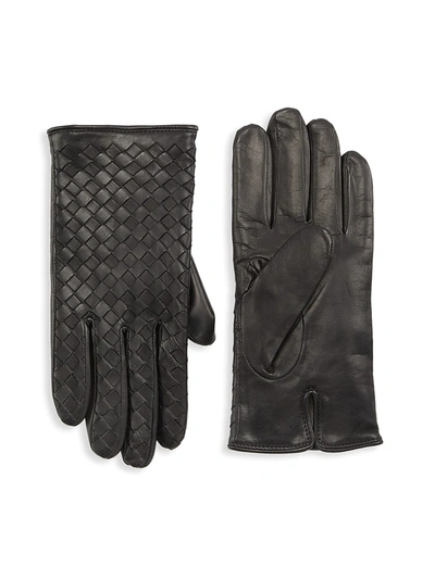 Saks Fifth Avenue Collection Woven Nappa Leather Gloves In Dark Brown
