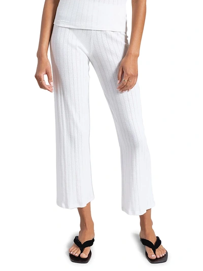 Leset Pointelle Burnout Crop Trousers In White