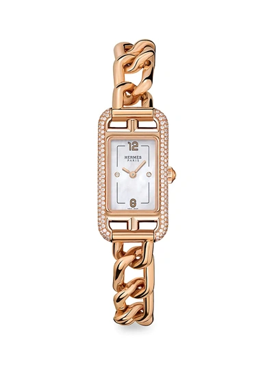 Herm S Women's Nantucket 29mm 18k Rose Gold & Diamond Bracelet Watch