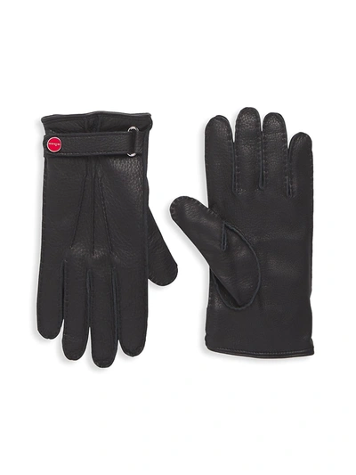 Kiton Cashmere-lined Leather Gloves In Black
