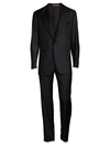 Isaia Sanita Peak Lapel Wool Tuxedo In Blu Scuro