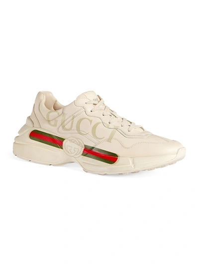 GUCCI MEN'S GARA LOGO LEATHER SNEAKERS,400096086689