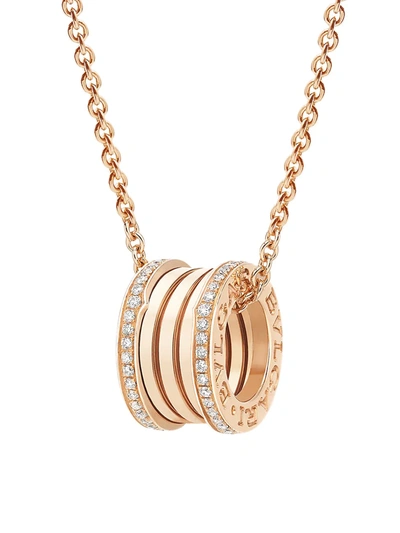 Bvlgari Women's B. Zero1 18k Rose Gold & Diamond Pendant Necklace In Pink Gold