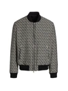 Balmain Monogram Reversible Bomber Jacket Geometric Pattern In Black White