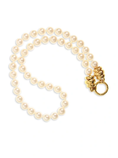 Elizabeth Locke 19k Yellow Gold Freshwater Pearl Necklace With Bettina Clasp In White