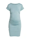 Blanqi Everyday Maternity Ruched Crewneck Minidress In Sky Blue