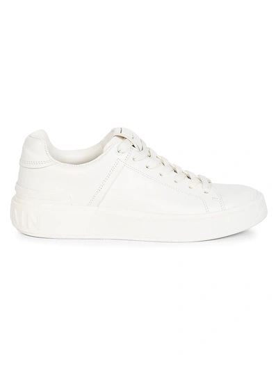 Balmain Women's B Bold Logo Leather Low-top Sneakers In White