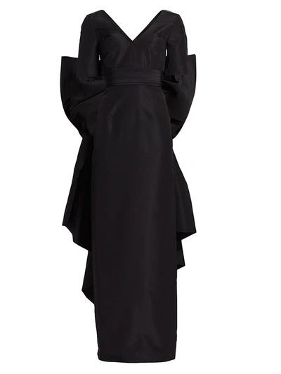Carolina Herrera Back Bow Silk Gown In Black