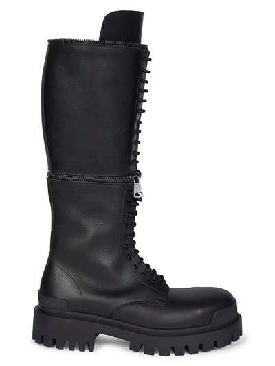 Balenciaga Master Convertible Knee-high Leather Combat Boots In Nero