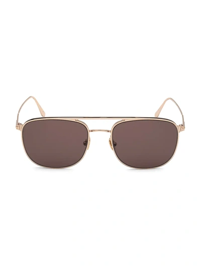 Tom Ford Jake 56mm Rose Gold Navigator Sunglasses In Grey