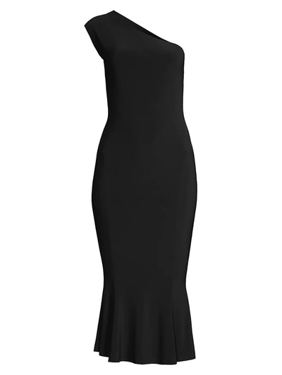 Norma Kamali One Shoulder Fishtail Dress In Black
