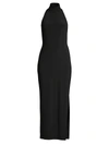 Norma Kamali Women's Halter Turtleneck Slit Gown In Black
