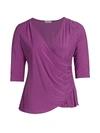 Kiyonna Femme Fatale Faux Wrap Top In Orchid