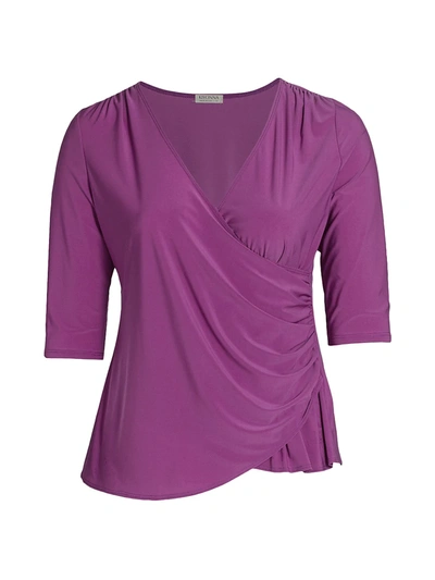 Kiyonna Femme Fatale Faux Wrap Top In Orchid