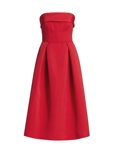 Amsale Faille Strapless Dress In Cardinal
