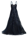AMSALE WOMEN'S SEQUINED TULLE GOWN,400014718827