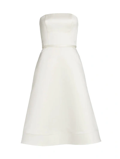 Amsale Duchesse Satin Strapless Dress In Ivory