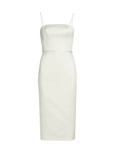 Amsale Duchesse Satin Sheath Dress In Ivory