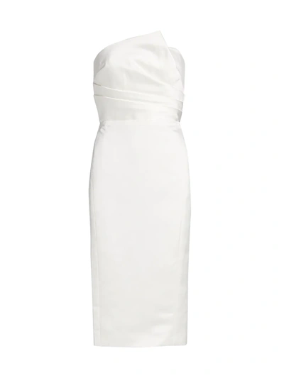 Amsale Asymmetric Drape Strapless Mikado Cocktail Dress In Ivory