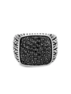 JOHN HARDY MEN'S CHAIN COLLECTION CLASSIC BLACK RHODIUM-PLATED STERLING SILVER SIGNET RING,400014660465