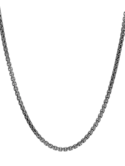 John Hardy Chain Collection Classic Blackened Silver Box Chain Necklace In Rhodium