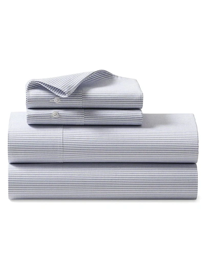 Polo Ralph Lauren Organic Oxford Stripe Flat Sheet In Blue