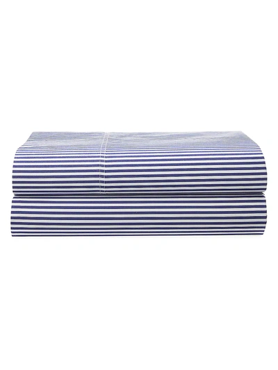 Ralph Lauren Organic Shirting Stripe 400-thread Count Flat Sheet In Blue Stripe
