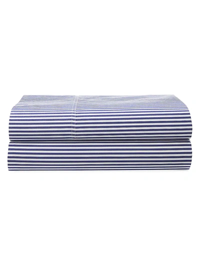 Ralph Lauren Organic Shirting Stripe 400-thread Count Fitted Sheet In Blue Stripe