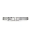 Ferragamo Strass Gancini-buckle Leather Belt In Argento