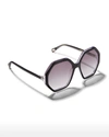 Chloé Oversized Geometric Acetate Sunglasses In 005 Black Grey Gr