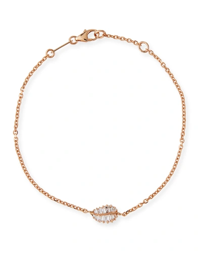 Anita Ko 18kt Rose Gold Palm Leaf Baguette Diamond Bracelet