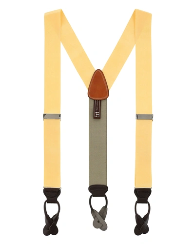 Trafalgar Men's Hudson Textured Silk Suspender Braces In Yellow