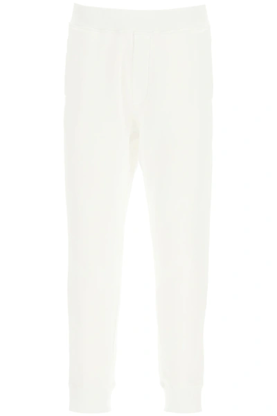 Dsquared2 Icon Print Cotton Jersey Sweatpants In White