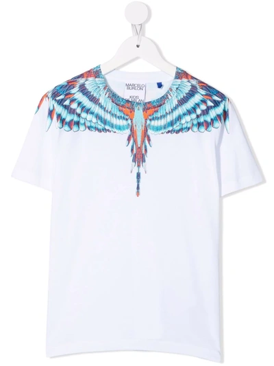 Marcelo Burlon County Of Milan White T-shirt For Boy With Iconic Wings