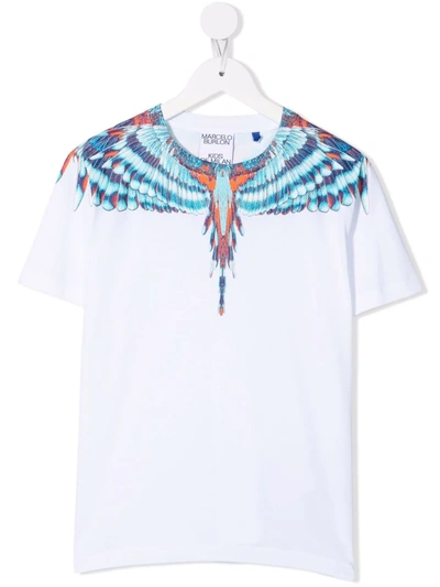 Marcelo Burlon County Of Milan Kids' White T-shirt For Boy With Iconic Wings