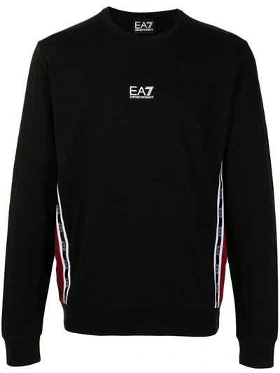 Ea7 Logo-print Cotton Sweatshirt In Black