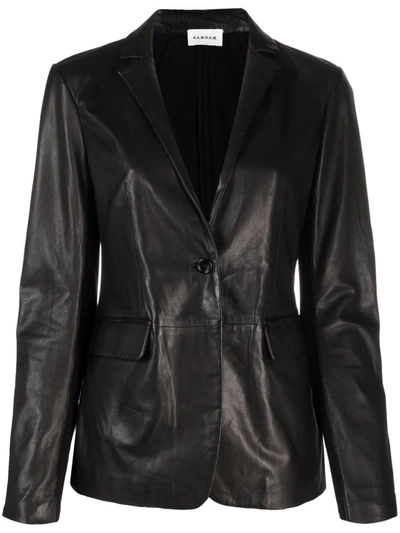 P.a.r.o.s.h Single-breasted Leather Blazer In Nero