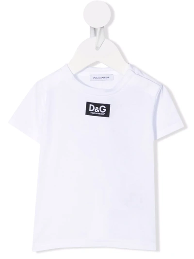 Dolce & Gabbana Babies' Logo-patch Short-sleeve T-shirt In White