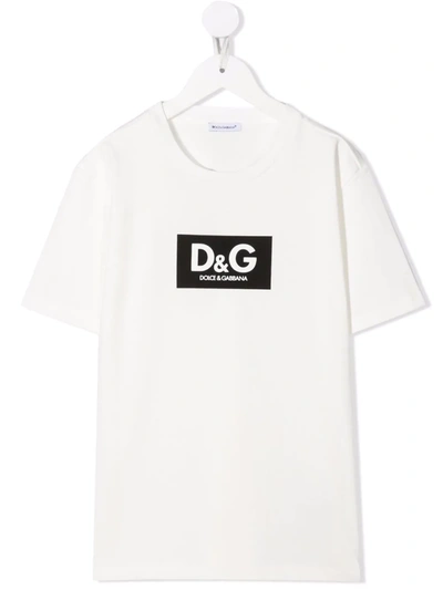 Dolce & Gabbana Kids' Logo-print Short-sleeve T-shirt In White