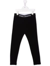 Dolce & Gabbana Kids' Logo-waistband Cotton Leggings In Black