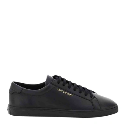 Pre-owned Saint Laurent Black Leather Andy Sneakers Size It 43.5