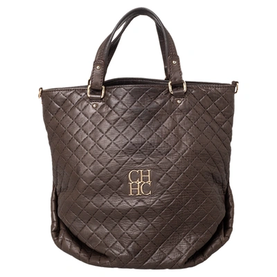 Pre-owned Carolina Herrera Brown Quilted Leather Tote